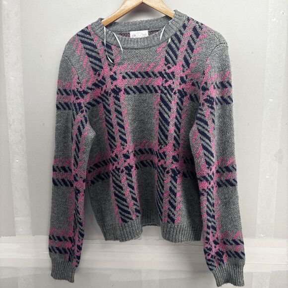 Jun & Ivy Sweater Chunky Knit Crewneck Gray Size L Acrylic Blend Geometric EUC - Picture 1 of 7